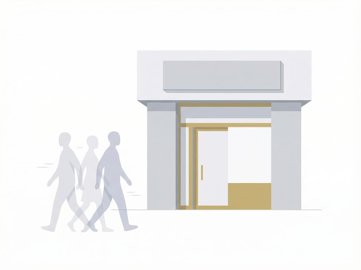 通行人が店の前を通り過ぎる様子